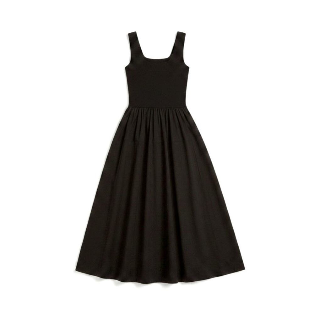 NWT Everlane Womens The Riviera Midi Dress Fit and Flare Black XXS Minimalist - Picture 1 of 15
